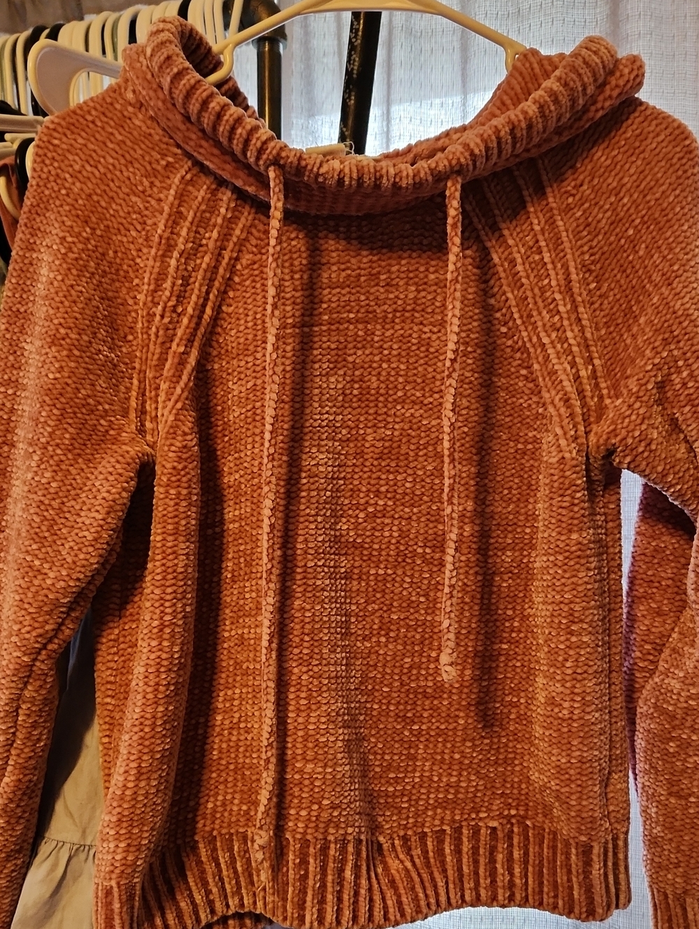 GAP Chenille Hooded Drawstring Sweater - Rust Brown